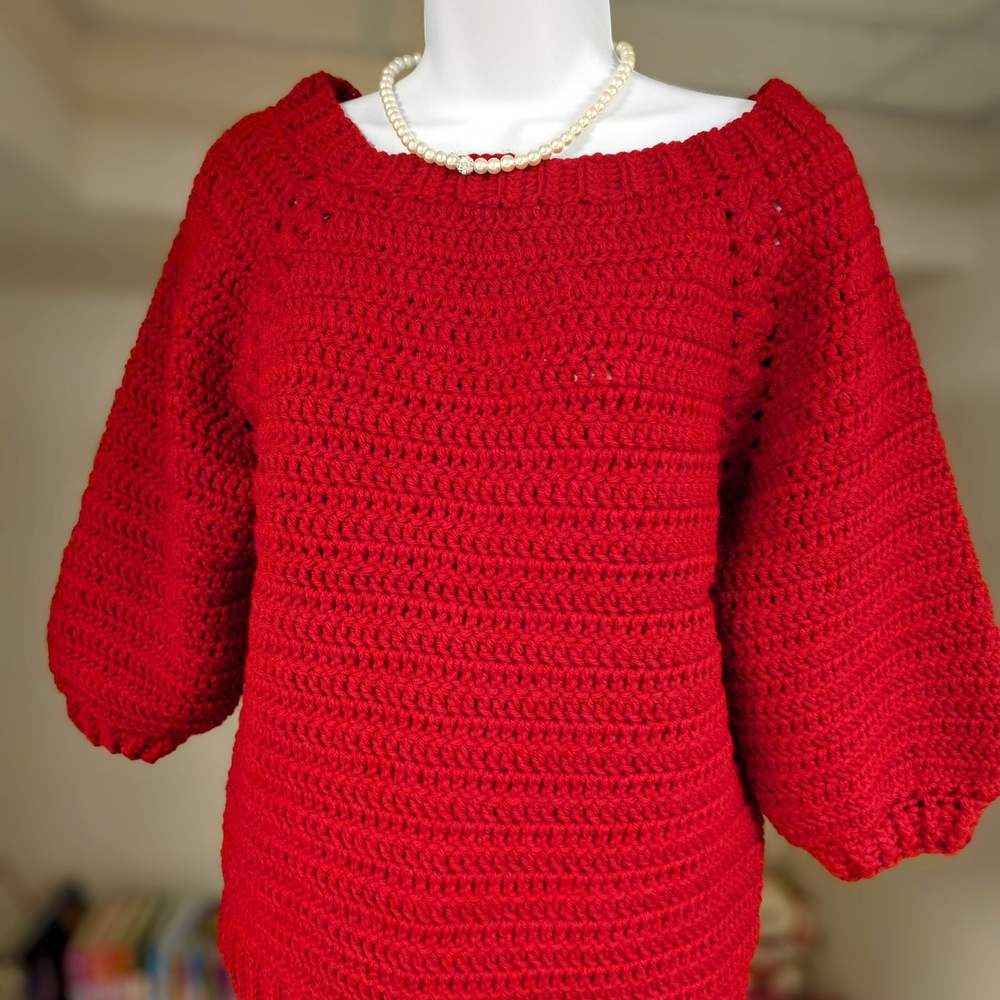 Red Women's Handmade Crochet Sweater